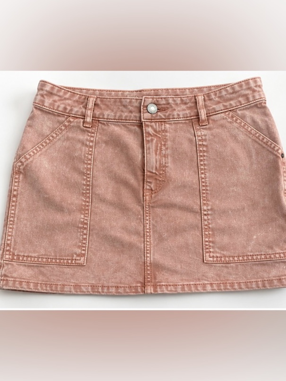 Michael Kors Pink Washed Denim Mini Skirt
